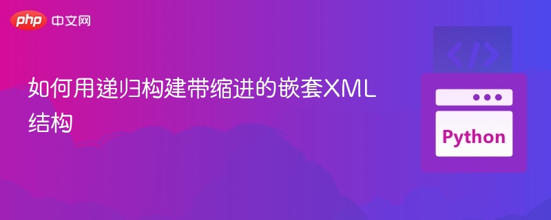 如何用递归构建带缩进的嵌套XML结构
