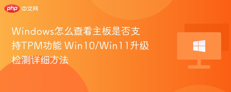 Windows怎么查看主板是否支持TPM功能 Win10/Win11升级检测详细方法