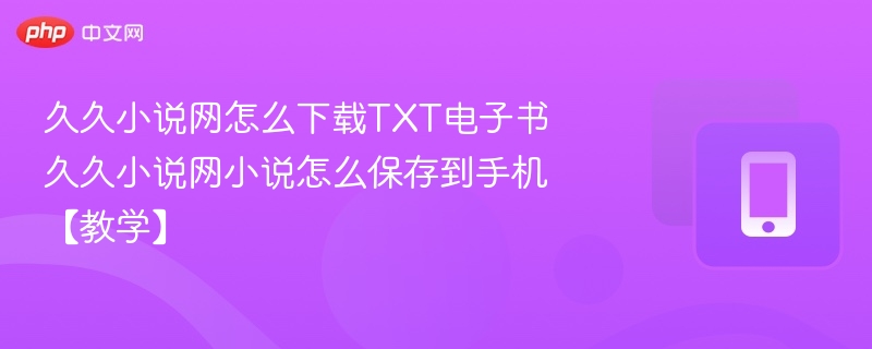 久久小说网TXT下载与保存教程