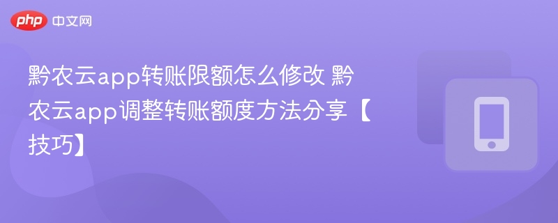 黔农云转账限额怎么调？教你调整方法