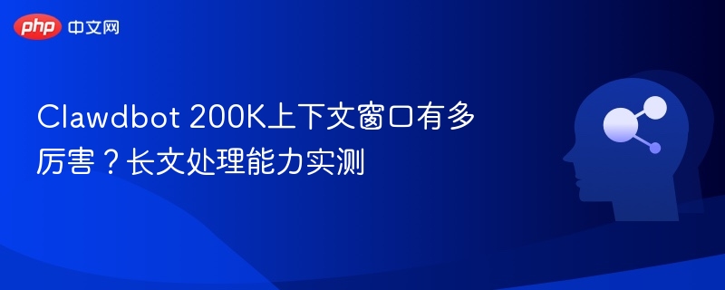 Clawdbot 200K上下文窗口有多厉害?长文处理能力实测