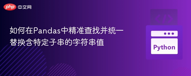 如何在Pandas中精准查找并统一替换含特定子串的字符串值
