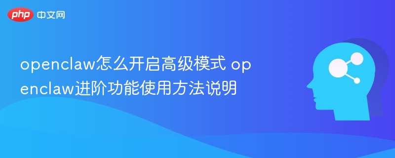 openclaw怎么开启高级模式 openclaw进阶功能使用方法说明
