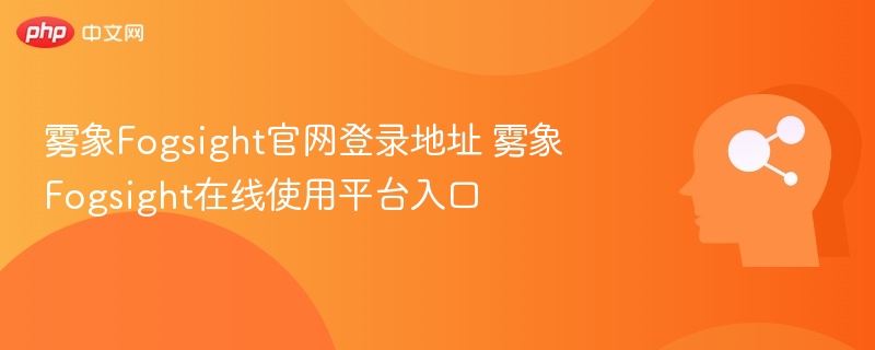 雾象Fogsight官网登录与使用教程