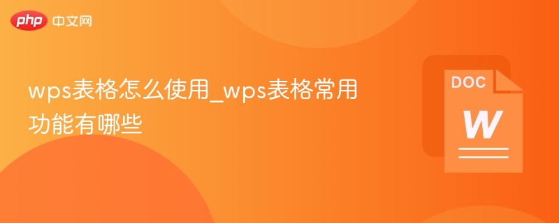 WPS表格使用方法及常用功能详解