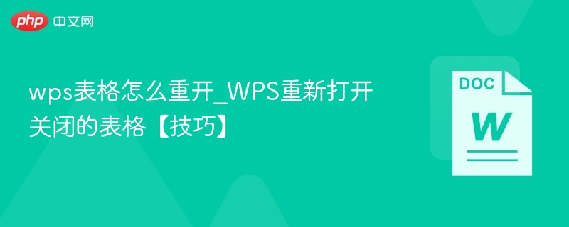 WPS表格如何重新打开【技巧】