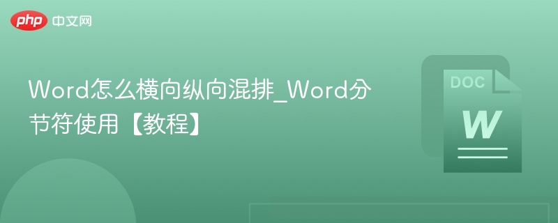 Word横向纵向混排技巧｜分节符使用教程