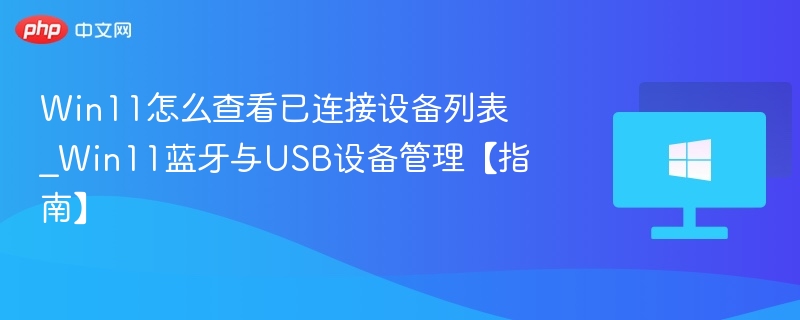 Win11怎么查看已连接设备列表_Win11蓝牙与USB设备管理【指南】