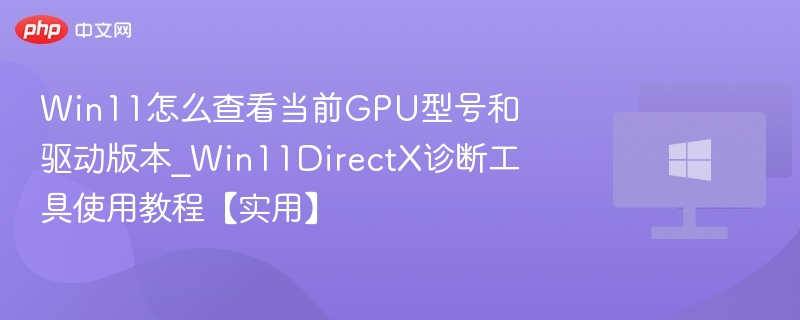 Win11怎么查看当前GPU型号和驱动版本_Win11DirectX诊断工具使用教程【实用】