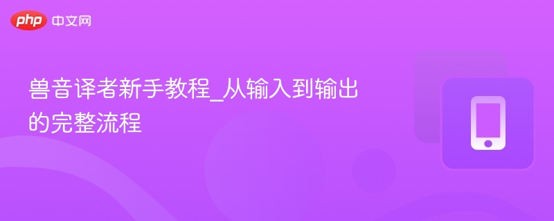 兽音译者新手教程：输入到输出全流程解析
