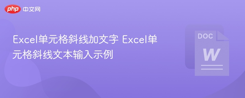 Excel单元格斜线输入方法及示例
