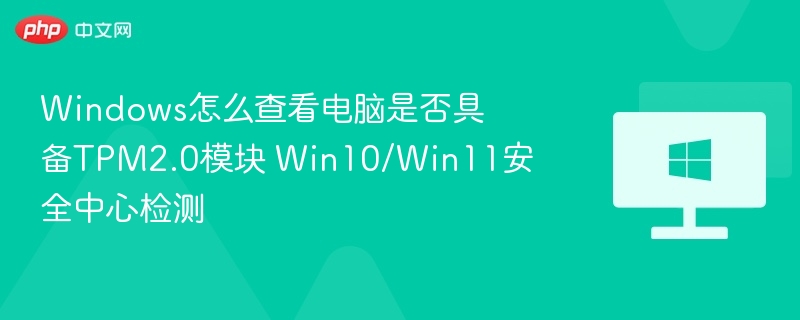 如何查看Windows是否支持TPM2.0？