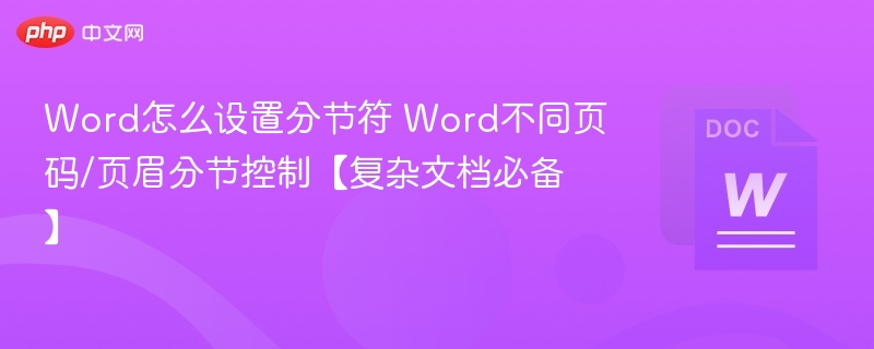 Word分节符设置与页码页眉控制技巧