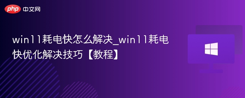 Win11耗电快怎么优化？教程详解