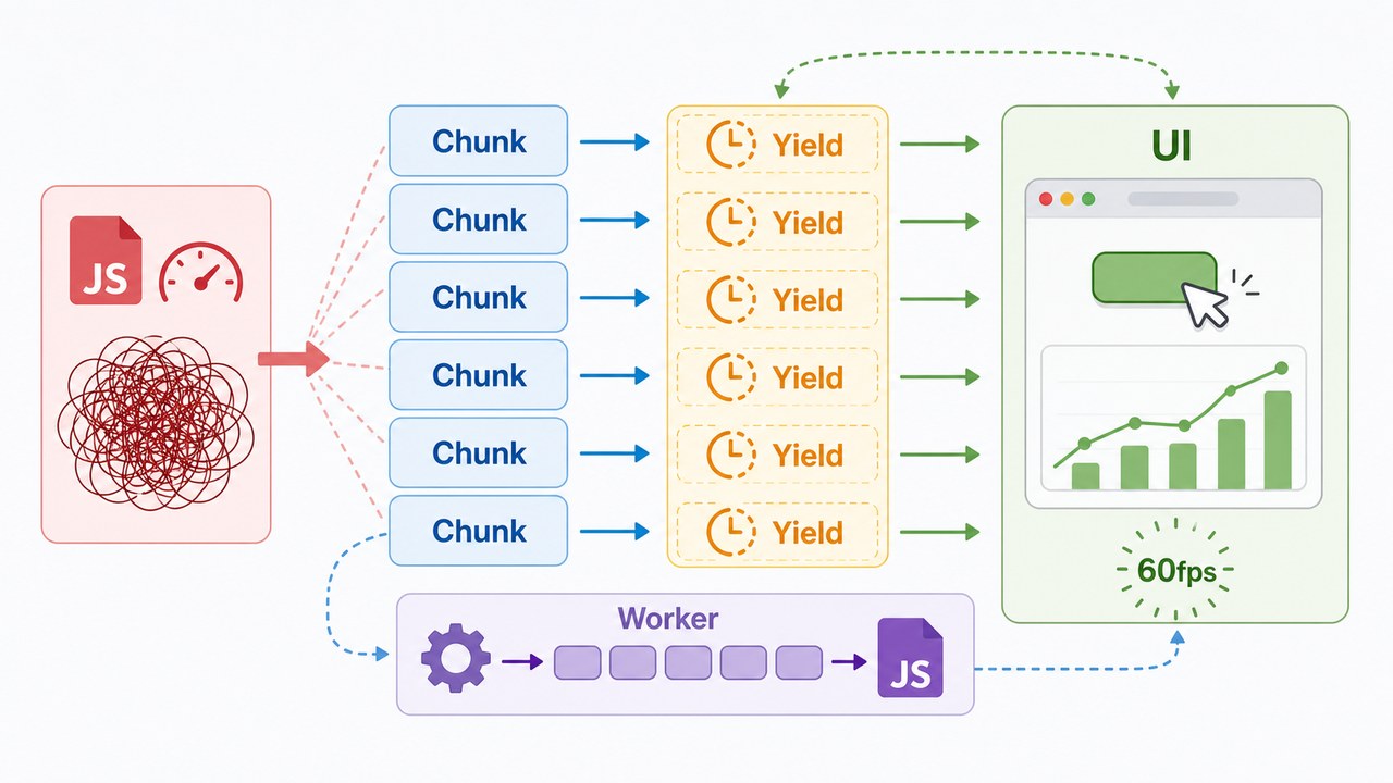 把重 JavaScript 任务拆成 Chunk 并通过 Yield 让 UI 保持响应