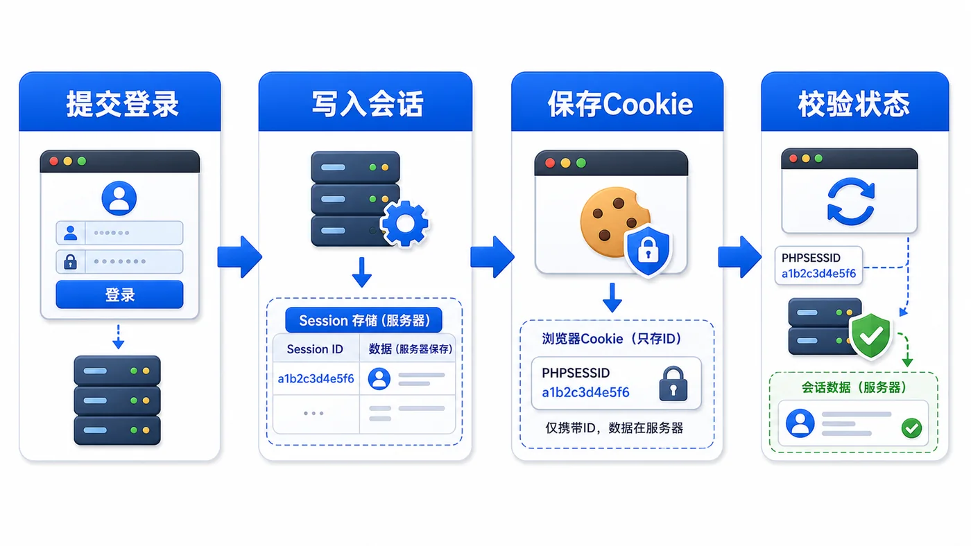 PHP Session 登录态安全实战：Cookie 参数、ID 轮换和过期清理