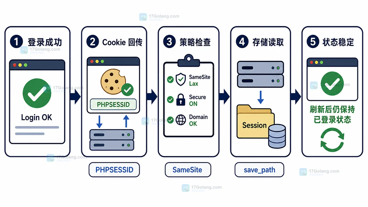 PHP Session 登录态丢失排查工作流：从 Cookie 到 SameSite 和存储路径