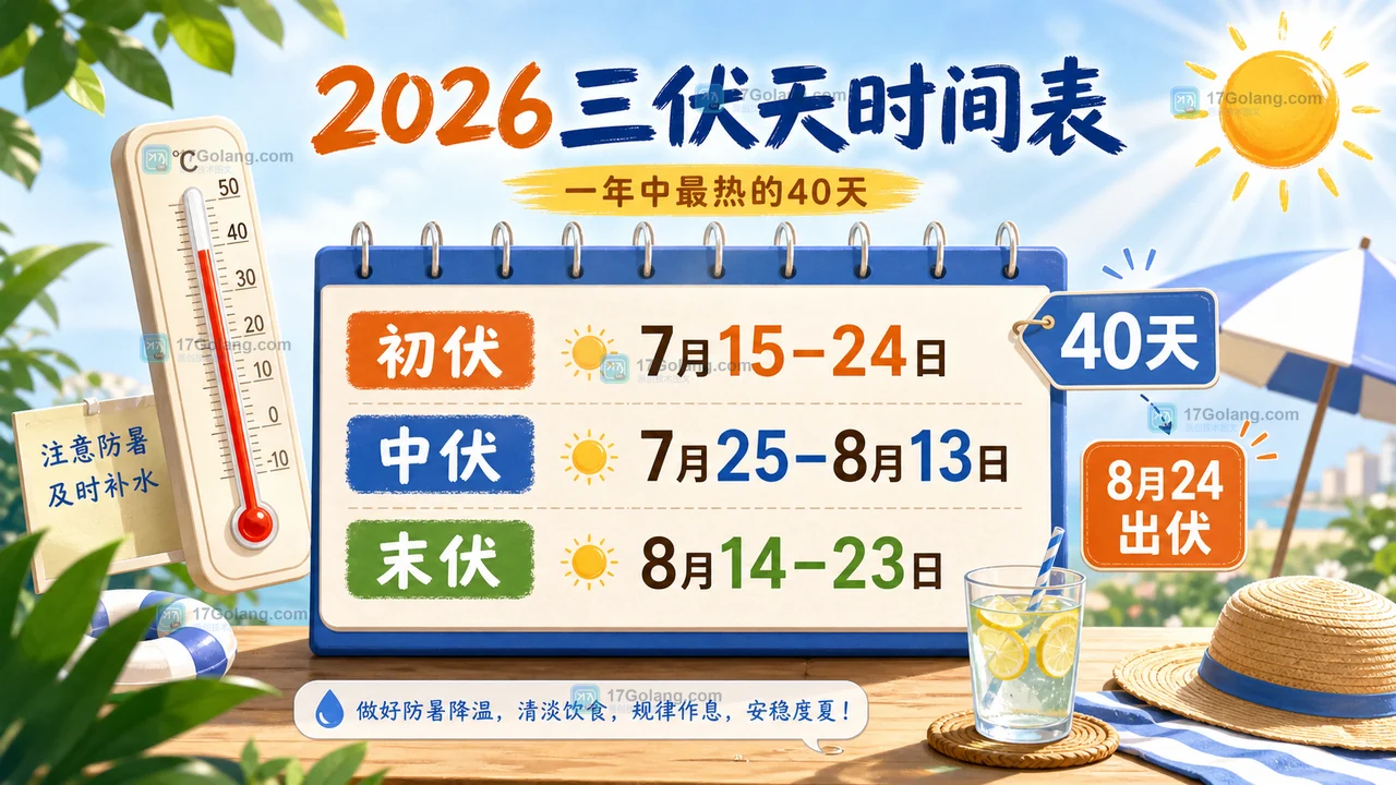2026年三伏天什么时候开始？初伏中伏末伏日期和防暑提醒