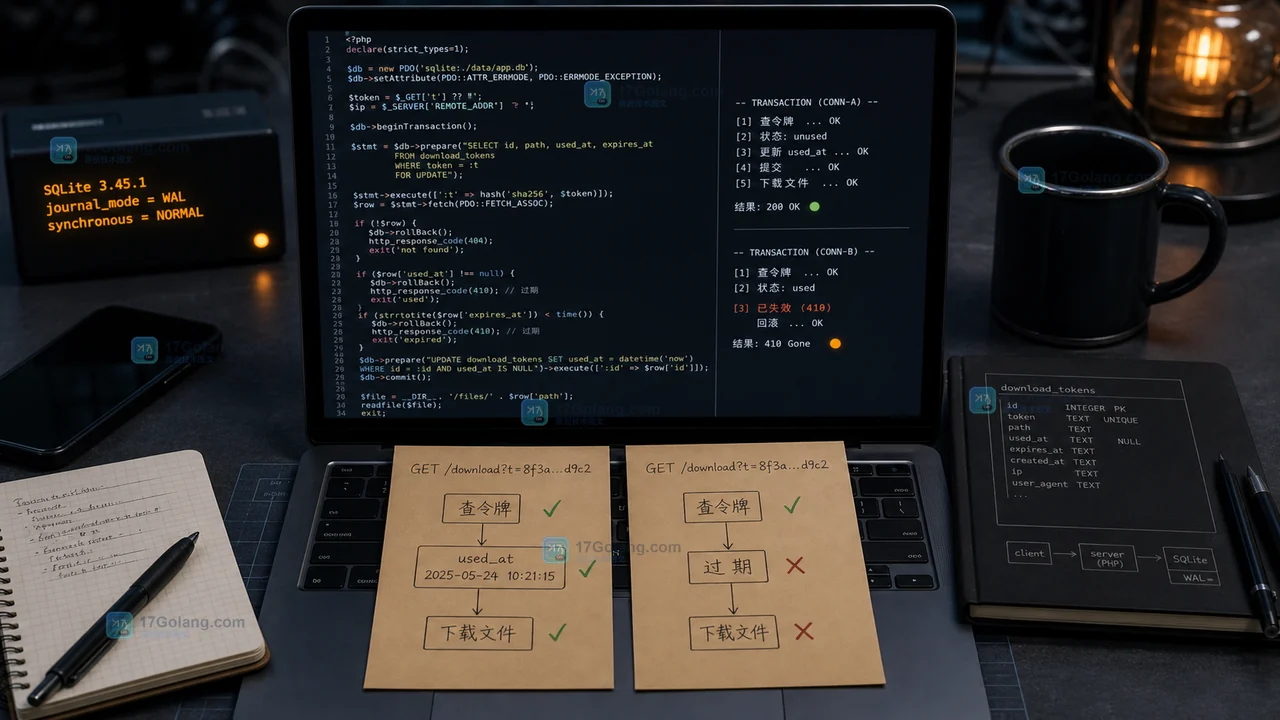 PHP 一次性下载链接小项目：签名、过期和原子核销怎么做