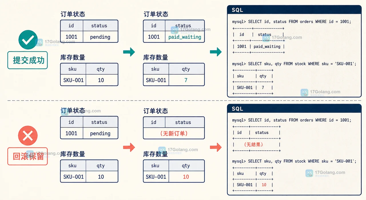 PHP PDO 事务回滚为什么没生效：异常捕获、返回值与提交边界