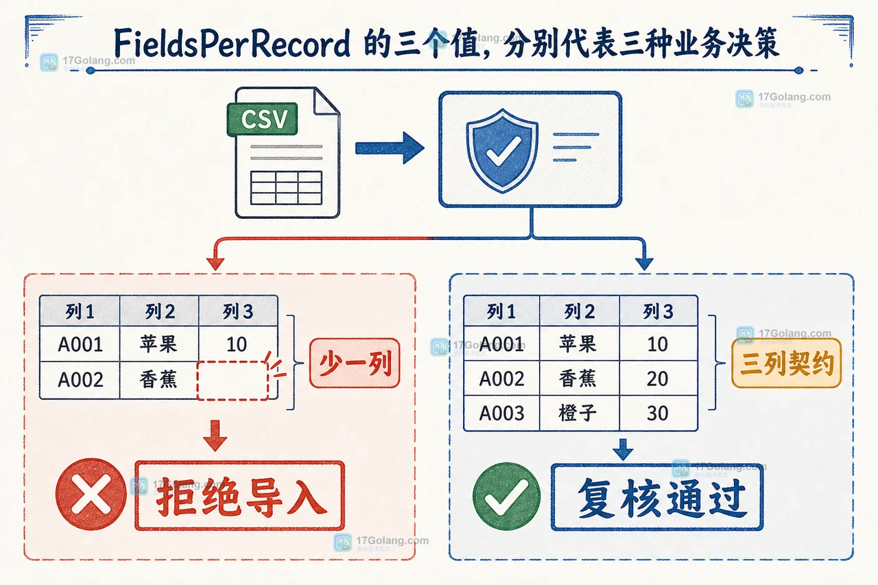 Go encoding/csv 处理不齐列文件：FieldsPerRecord、LazyQuotes 与逐行错误定位