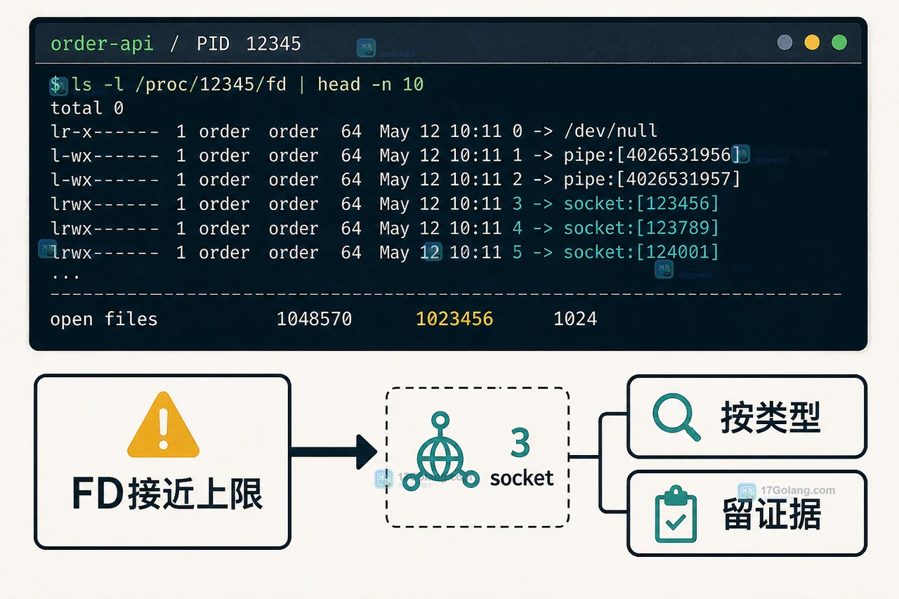 Go 服务出现 too many open files 怎么查：/proc/fd、ulimit 与连接泄漏