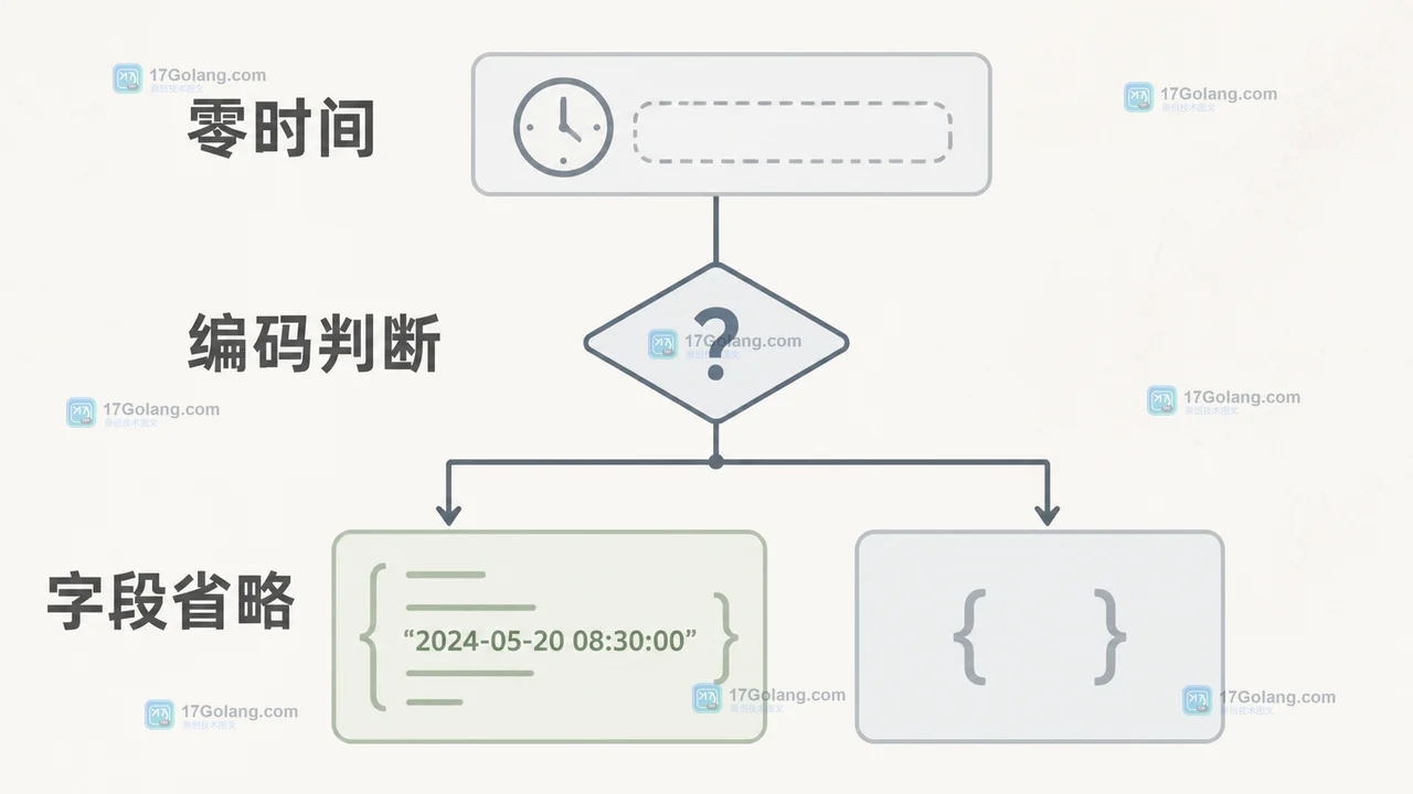 问题现场:omitempty 保留零时间,omitzero 在编码前省略零值字段