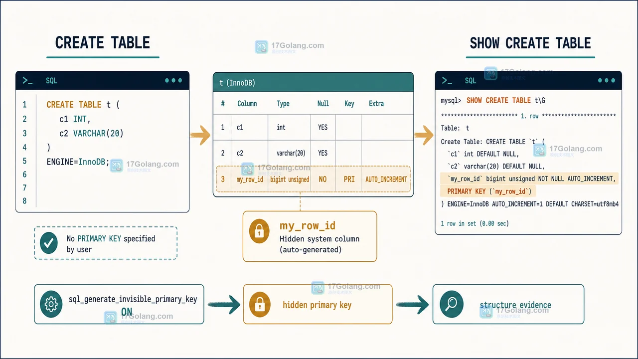 没有主键的 InnoDB 表为何出现 my_row_id：GIPK 复制与备份边界