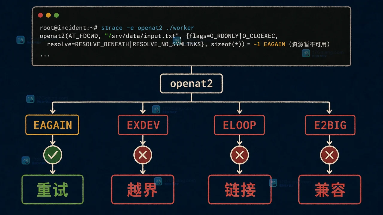 Linux openat2 按 EXDEV、ELOOP、EAGAIN 和 E2BIG 分支处理路径打开结果