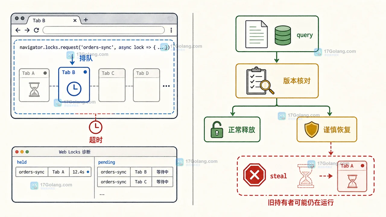 Web Locks 等待超时、query 诊断与谨慎恢复的状态对照