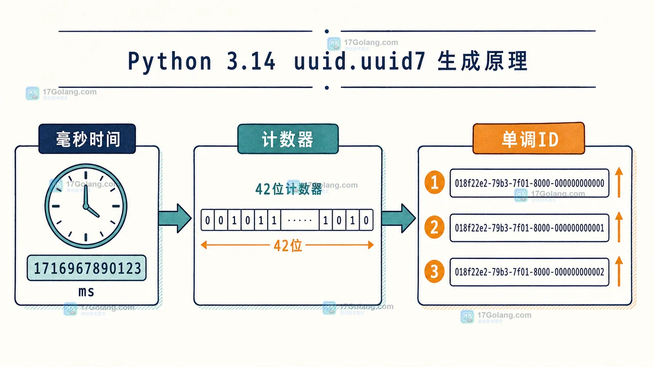 Python 3.14 uuid.uuid7 怎么接入数据库：时间有序、毫秒内单调与旧版本兼容