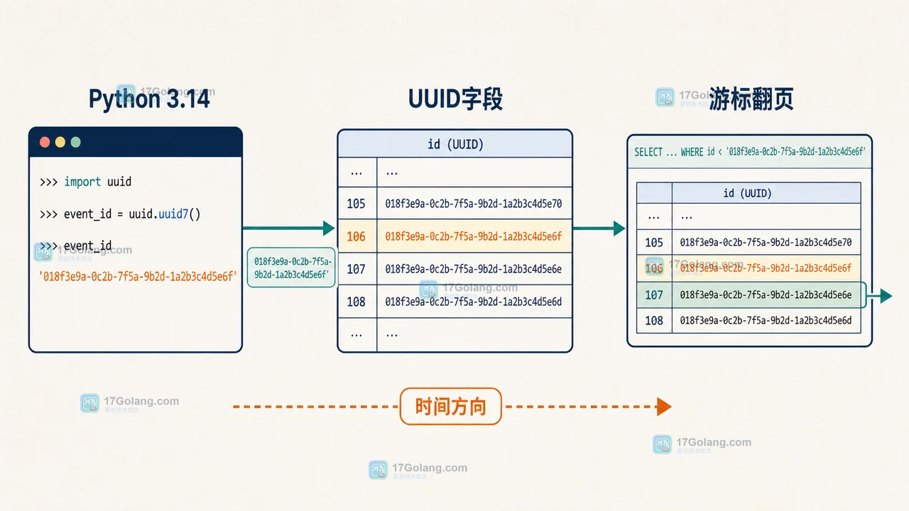 UUIDv7 从 Python 生成到数据库 UUID 字段和游标索引的写入路径