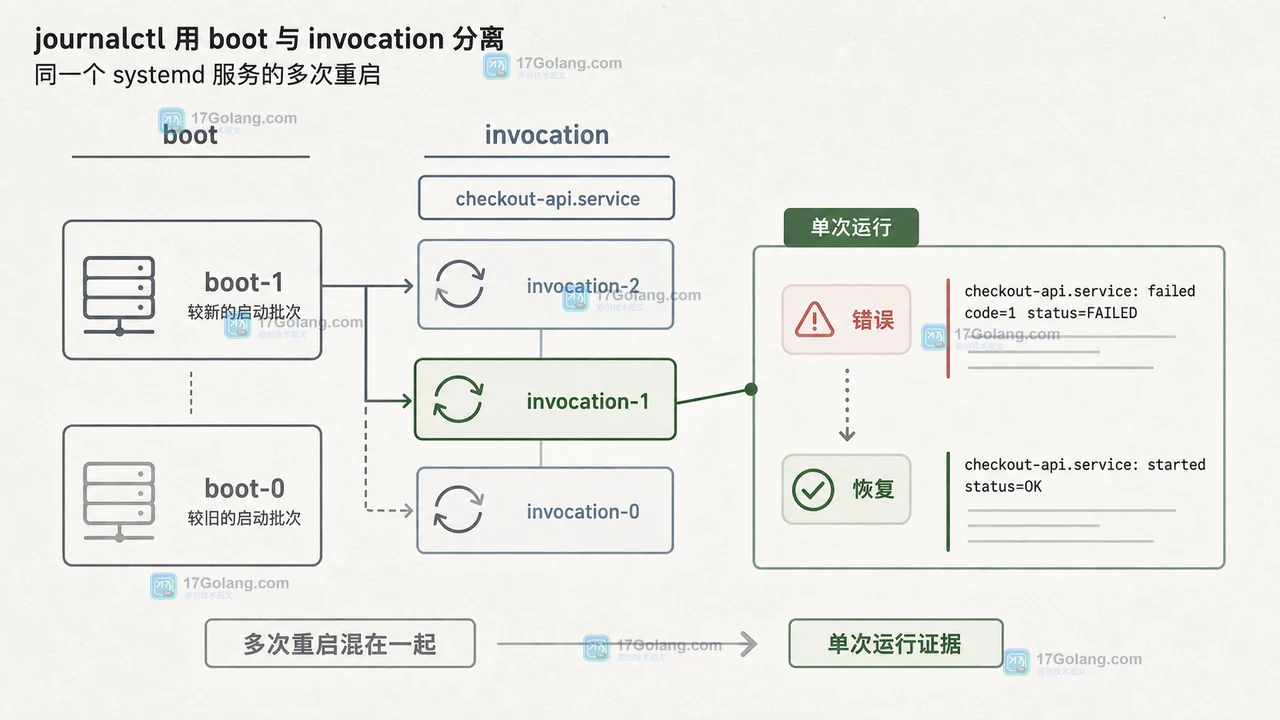 Linux journalctl 怎么按时间回放服务故障：unit、boot 与 invocation 三层核对