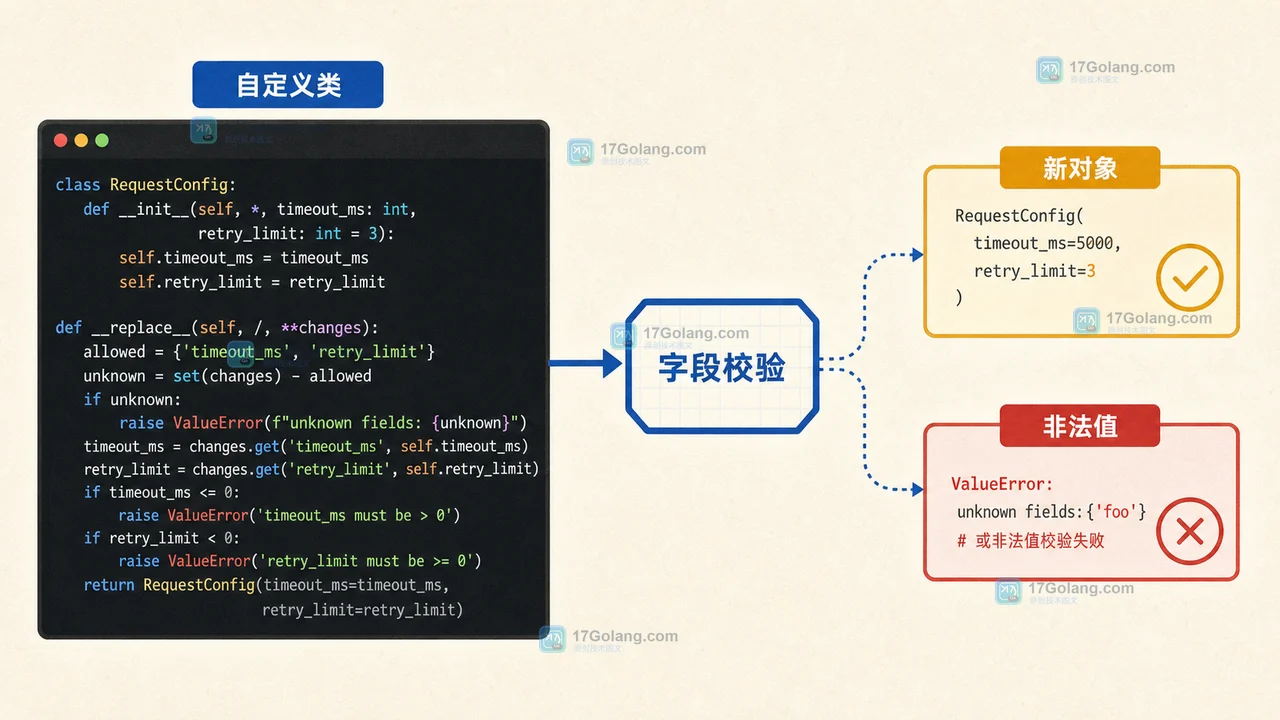 Python copy.replace 怎么更新不可变对象：dataclass、namedtuple 与 __replace__ 边界
