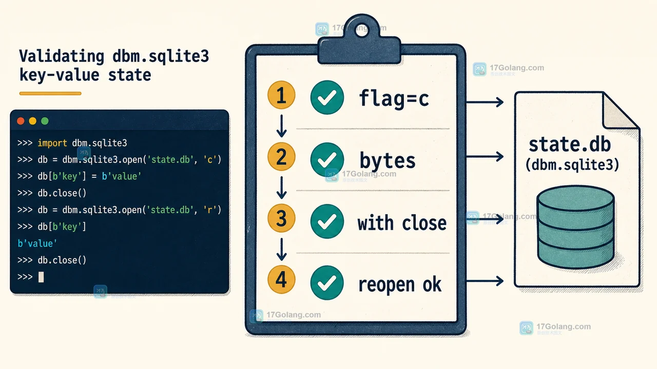 Python dbm.sqlite3 键值状态检查清单：flag、字节值、提交关闭与读取验收