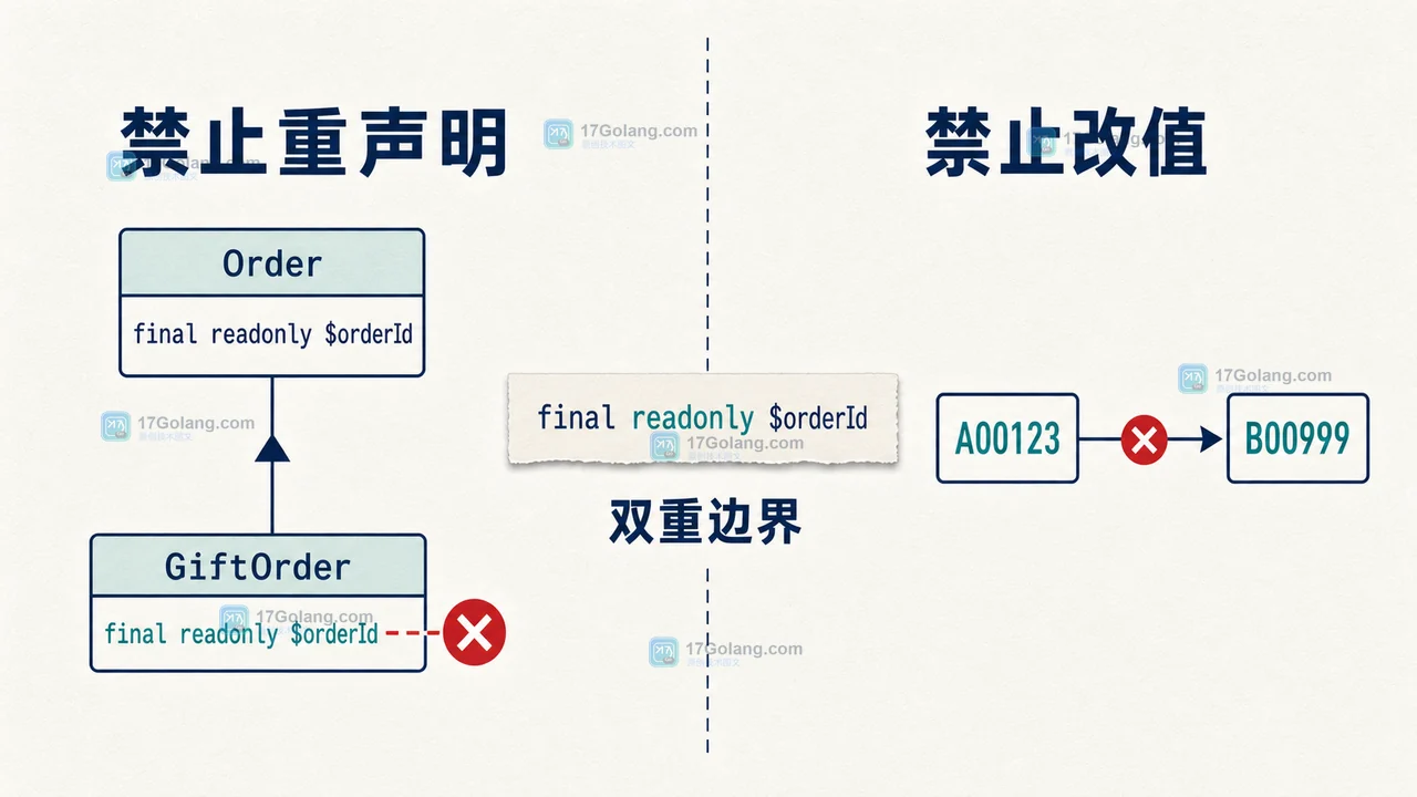 PHP 8.5 final 属性怎么阻止子类改写：构造器提升属性与继承验收