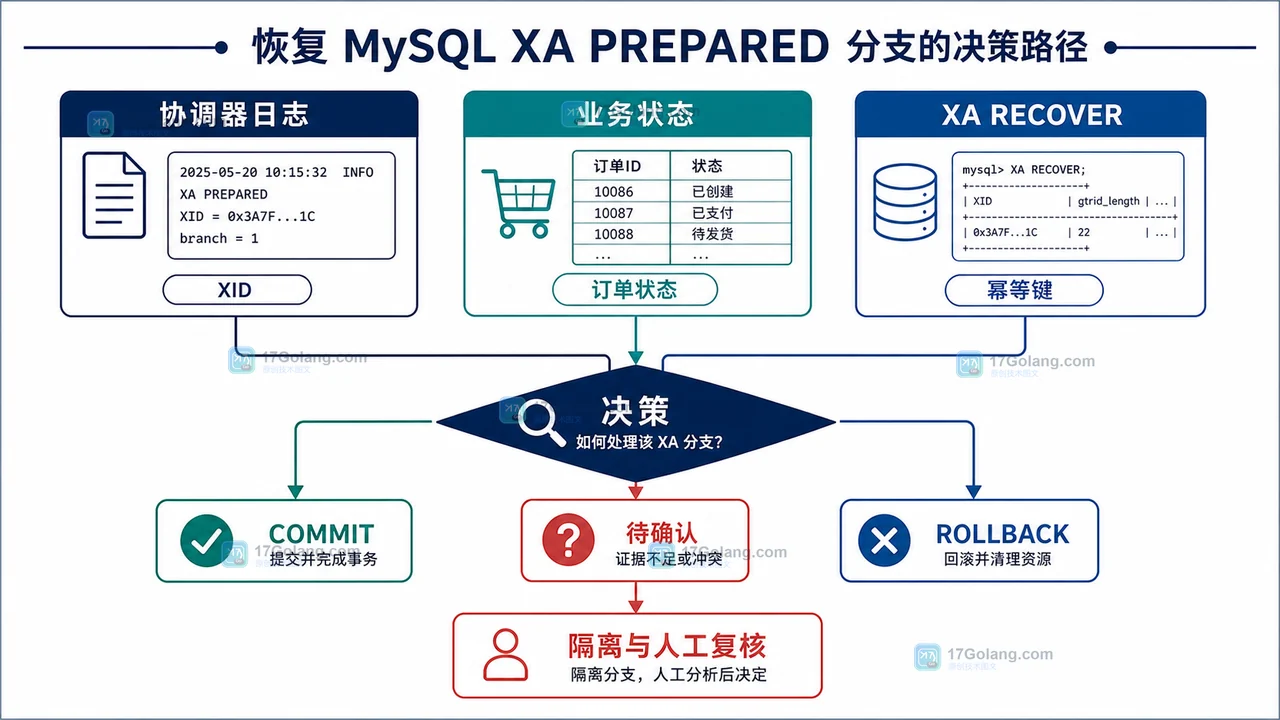 MySQL XA PREPARED 分支结合协调器日志和业务状态做提交或回滚判断