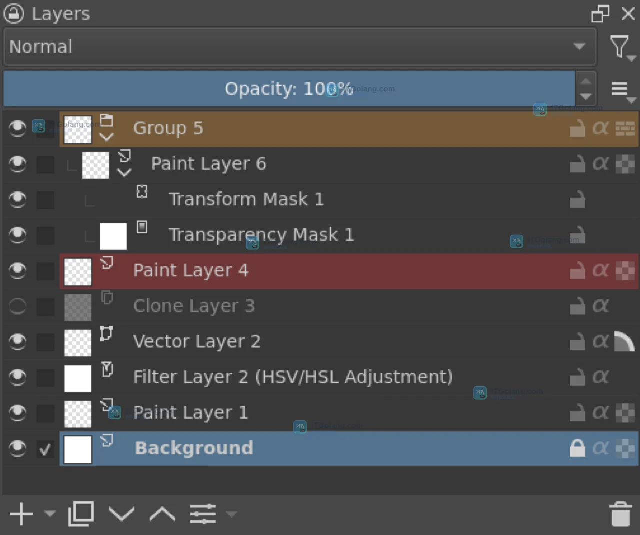 Krita 图层组怎么隔离编辑：Quick Group、Pass-through 与可见性核对