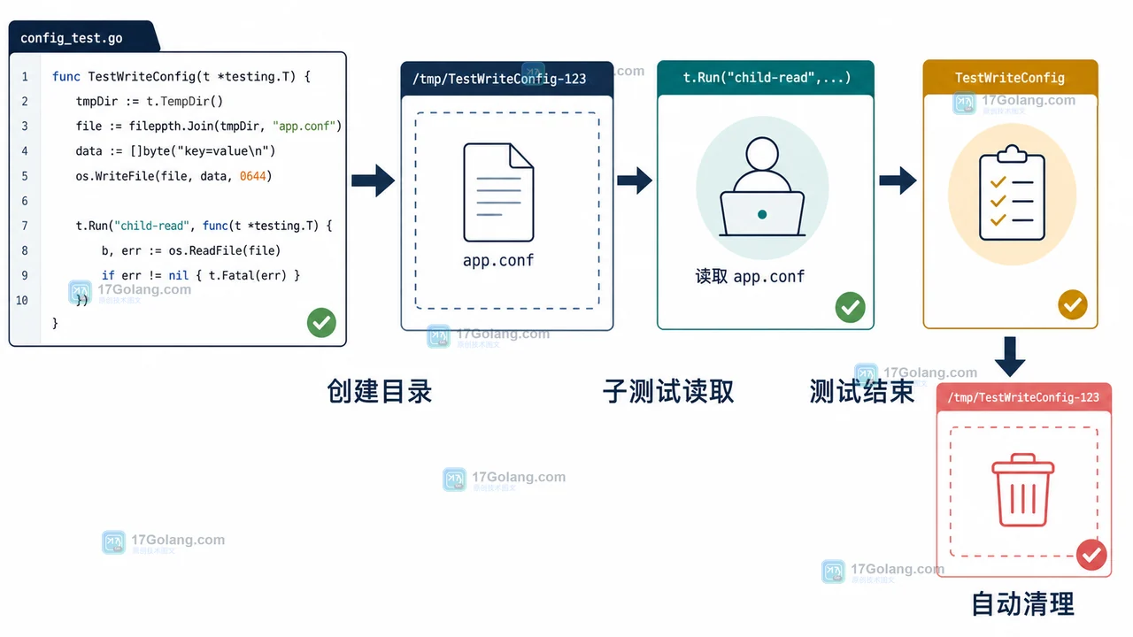 Go 测试用 t.TempDir 后文件为什么还在：清理时机、子测试隔离与路径边界
