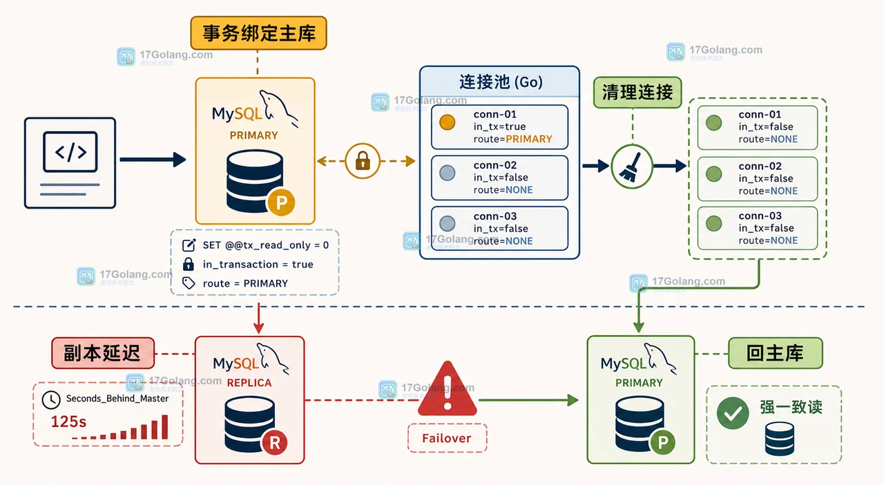 MySQL 8.4 读写分离怎么避免会话漂移：事务路由、GTID 等待与故障回切