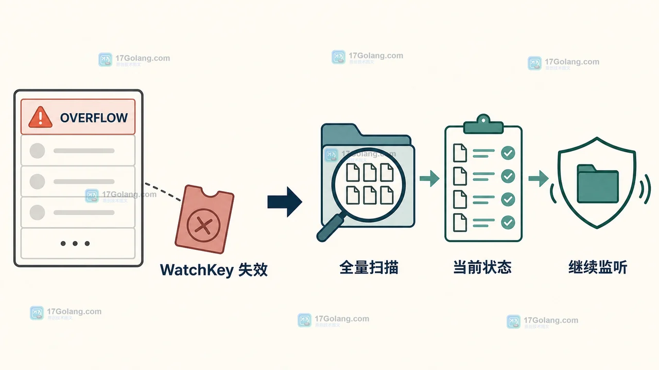 Java WatchService 遇到 OVERFLOW 或 WatchKey 失效后,从增量事件切换到目录全量重新扫描的对照