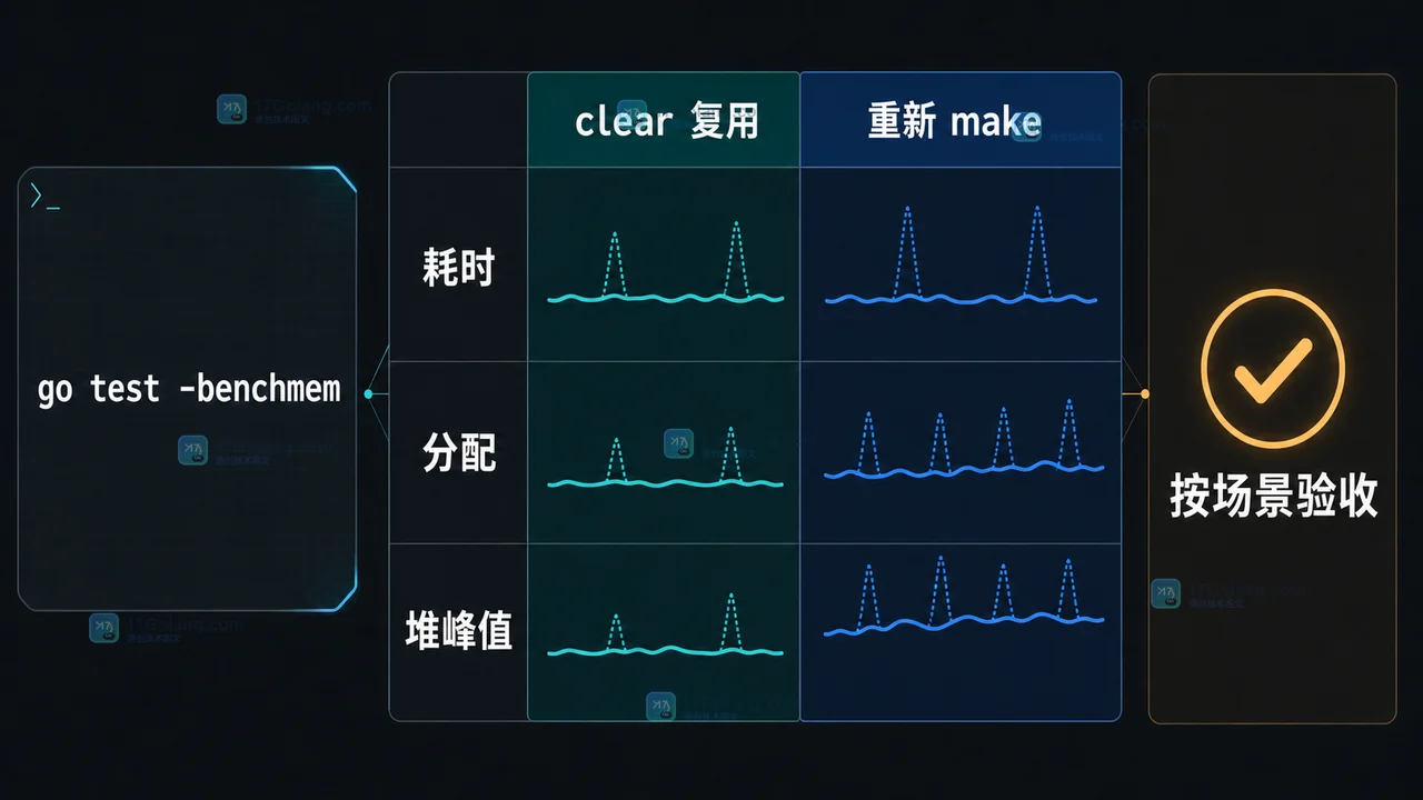 Go map clear 如何降低大 Map 清理成本：容量复用、垃圾回收与基准验证