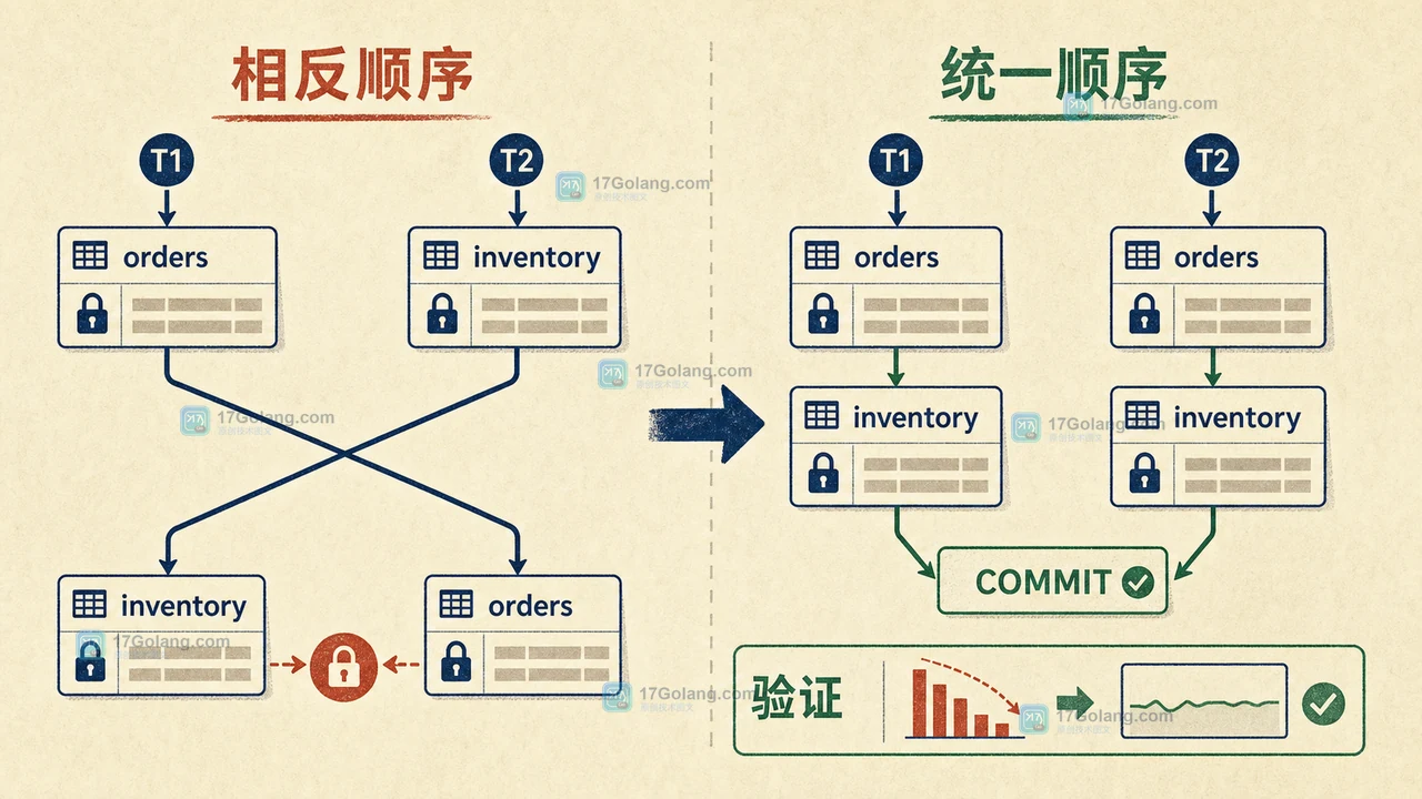 MySQL 统一订单库存加锁顺序后,锁等待环被拆开并通过重试与事务指标验收