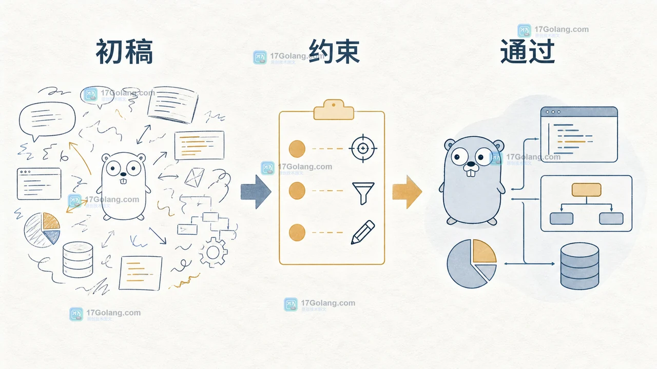 AI图片生成中目标明确与约束明确的画面对比,右侧保留少量必要标签并清除多余文字
