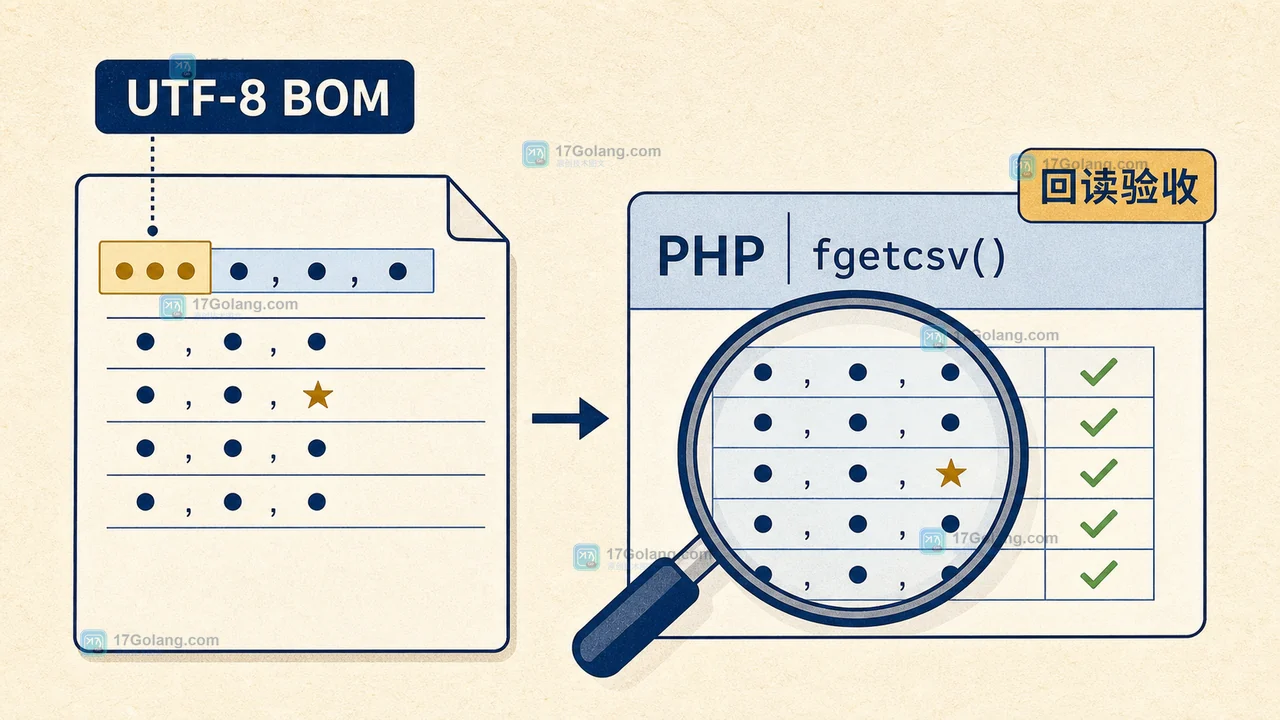 PHP fputcsv 生成 CSV 为什么会被 Excel 误读：分隔符、转义字符与 UTF-8 BOM