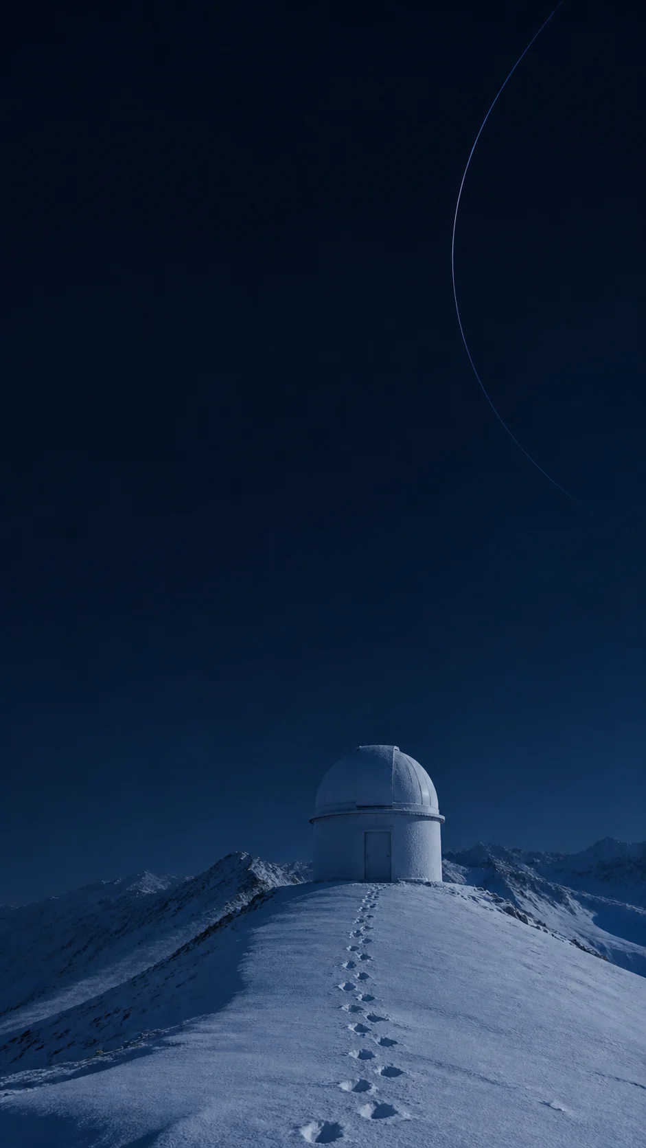 雪夜天文台穹顶手机壁纸提示词：星轨留白与暖灯变体