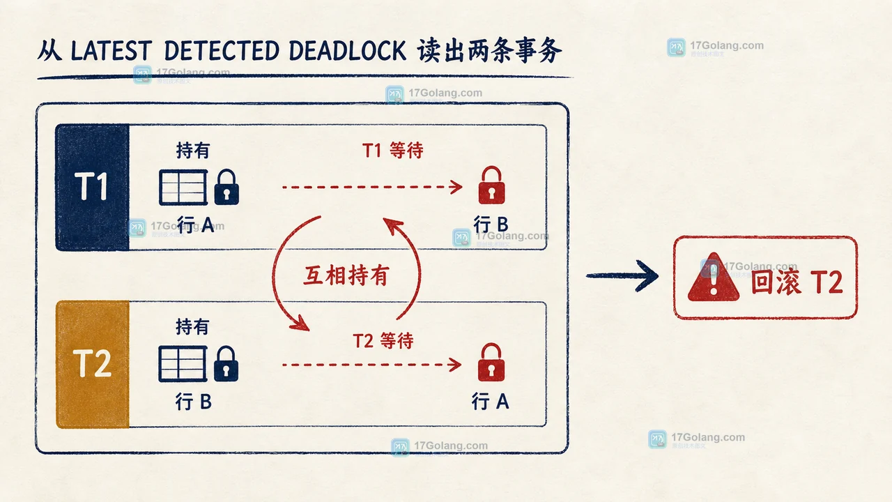 MySQL InnoDB LATEST DETECTED DEADLOCK 日志中两个事务互相持有并等待行锁的还原关系