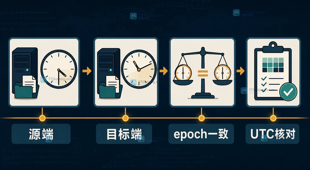 rsync 跨时区验收中比较 epoch、UTC 显示与文件系统精度