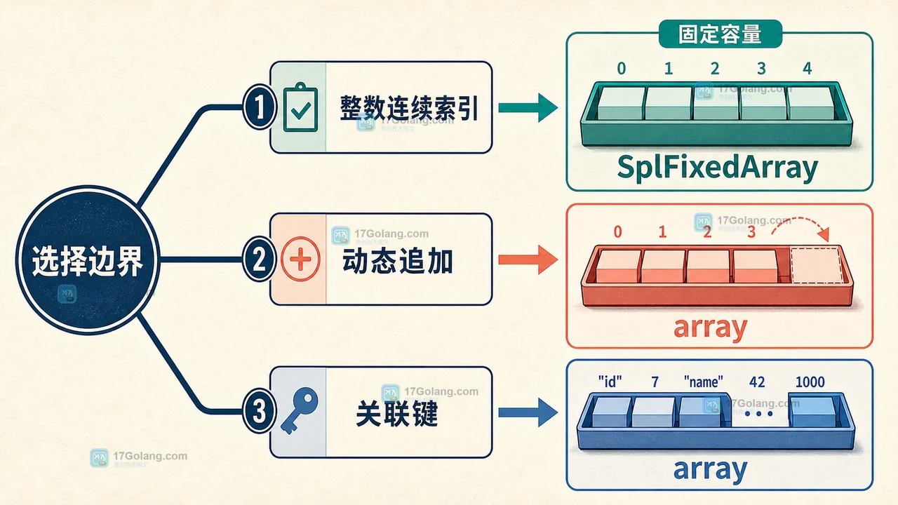 PHP SPLFixedArray 适合做批处理缓存吗：顺序读取、内存观测与数组替代边界