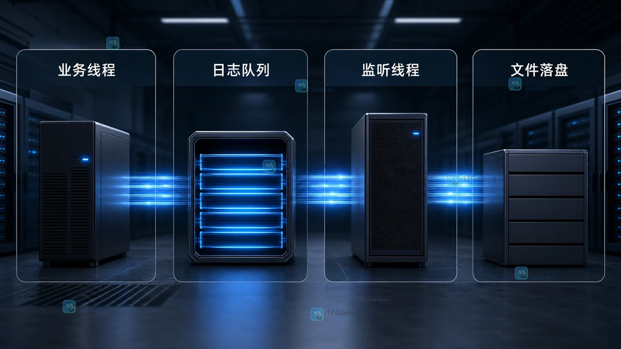 Python QueueHandler 从业务线程进入日志队列再由监听线程写入文件的工程路径示意图